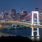 夜景のレインボーブリッジ